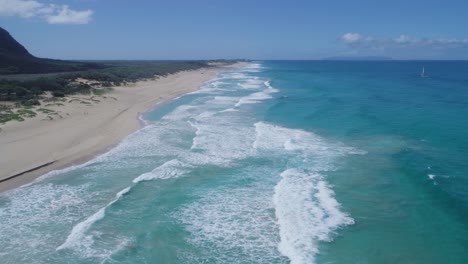 Aerial-Drone-View-of-Kauai-Hawaii-Napali-Coast-Polihale-Beach-Surf