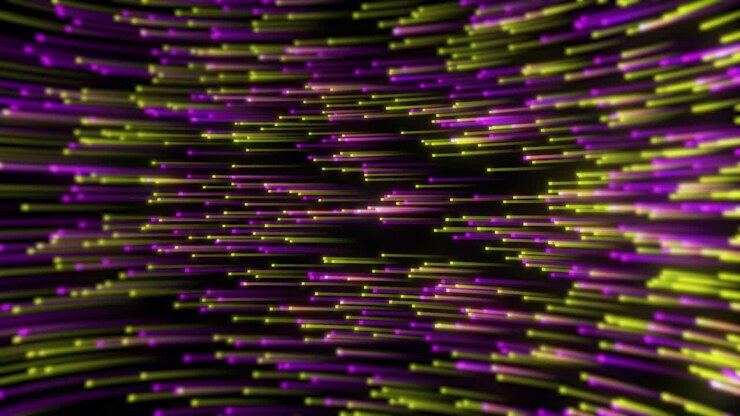 Dynamic Abstract Background of Glowing Purple and Yellow Lines
