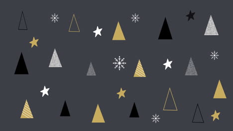 multiple christmas trees and stars against grey background