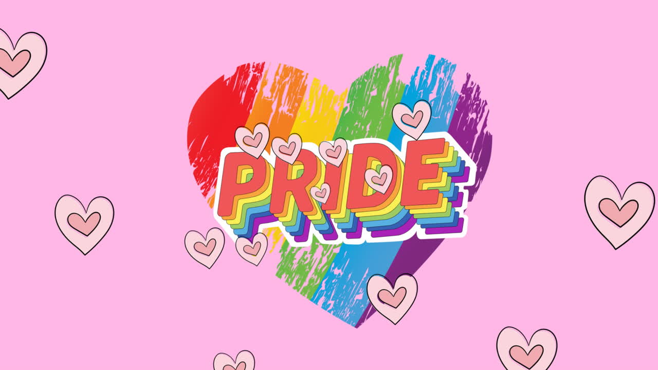 분홍색 배경 위에 무지개 안경의 애니메이션