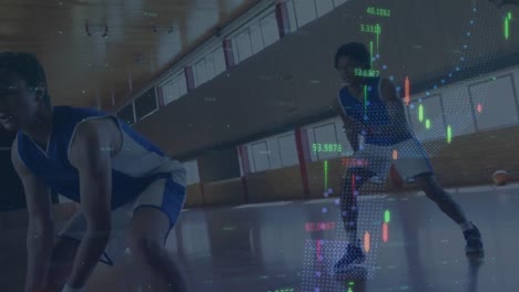 animación del procesamiento de datos sobre jugadores de baloncesto