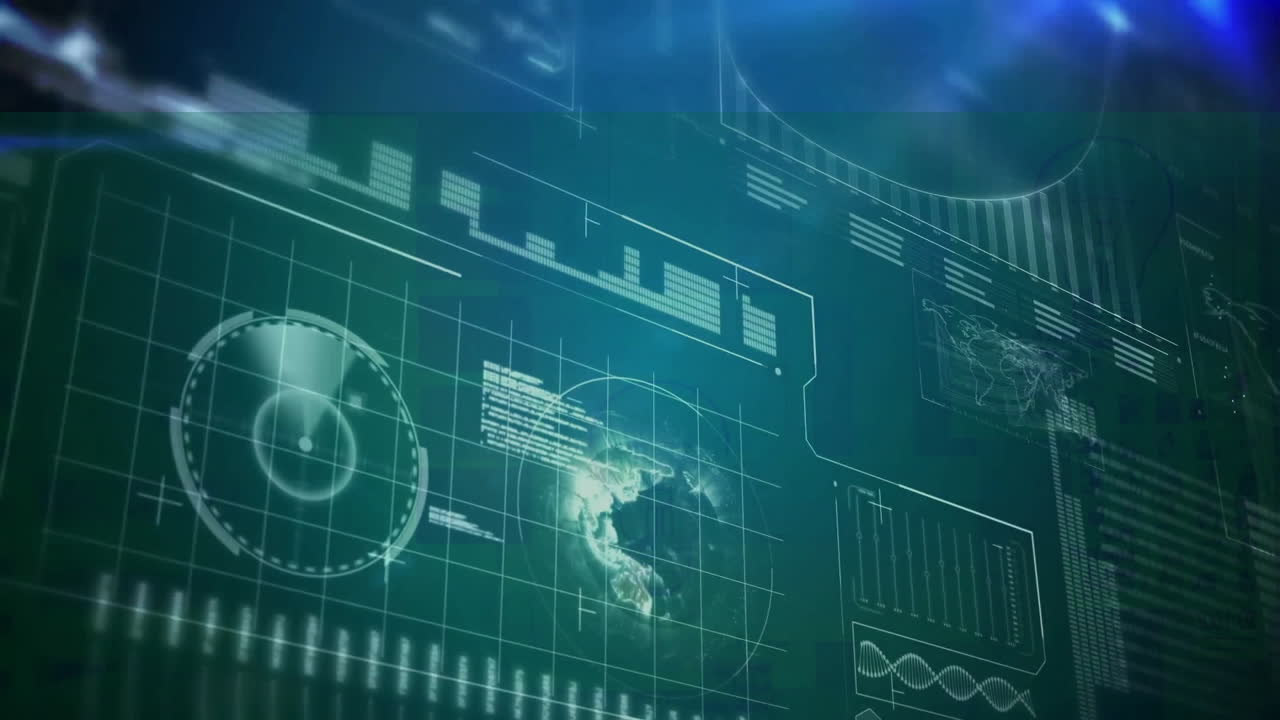 animación del procesamiento de datos digitales en pantallas