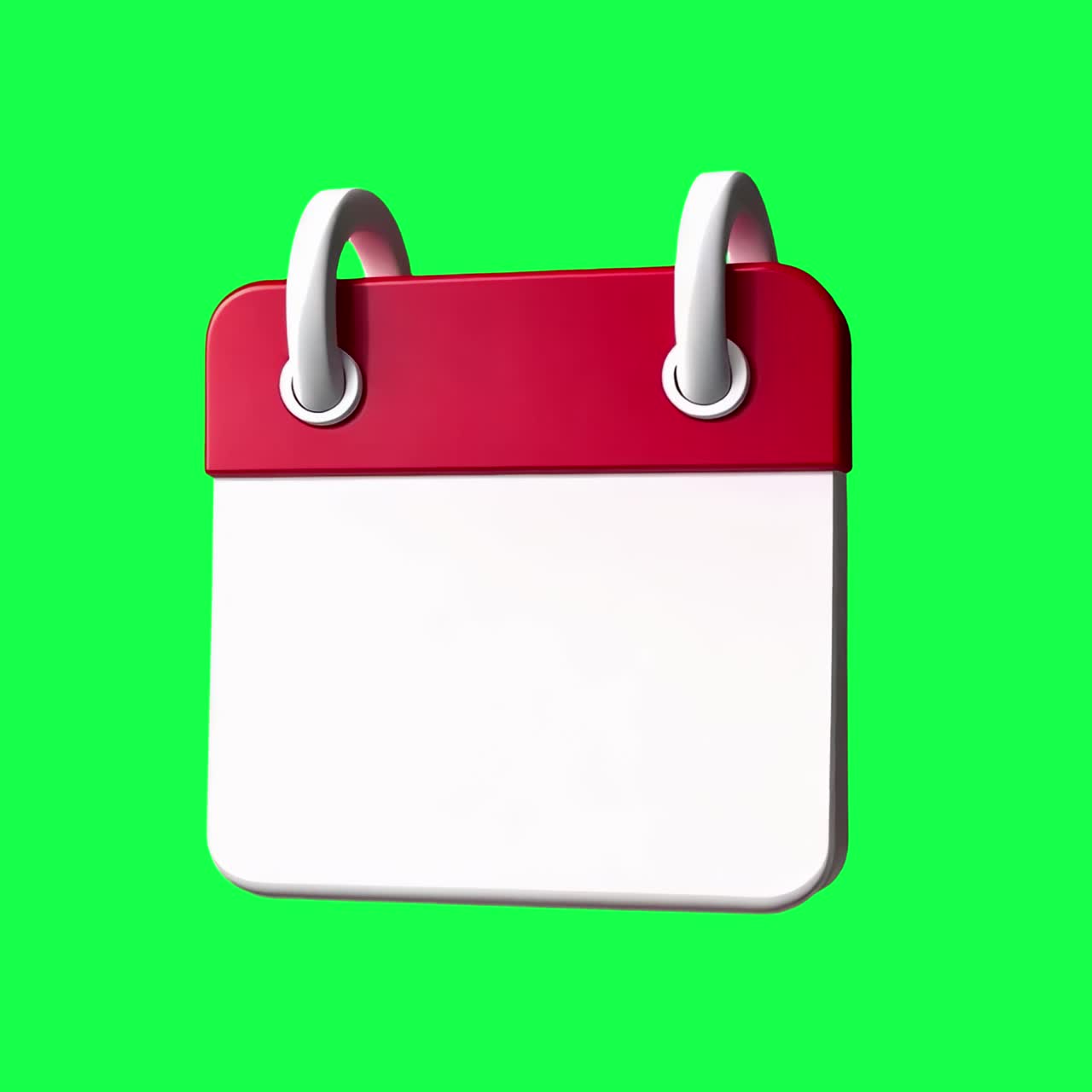 3D calendar icon animation, transparent 4K video, green screen