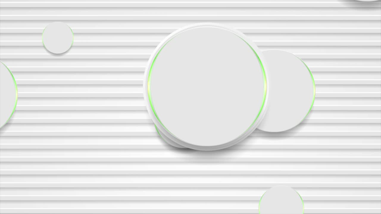 rayas de papel gris y círculos con luces brillantes verdes animación de video