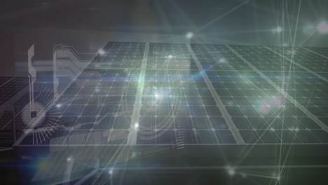 animación de la red de conexiones y procesamiento de datos mediante paneles solares