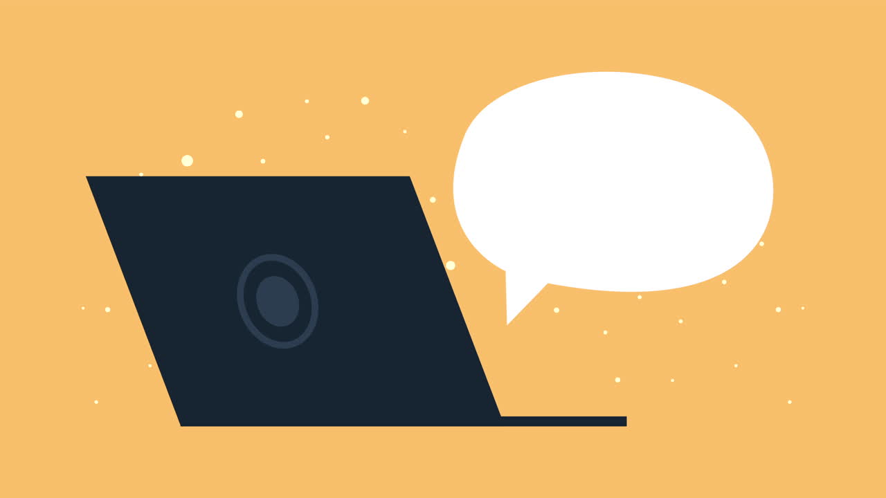 computadora portátil con burbuja de habla