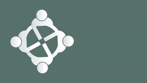 sala de reuniones personas logotipo. grupo de cuatro personas en círculo, resolución de 4k gráfico de movimiento