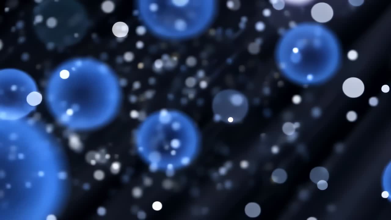 Starting animation showing specks drifting on navy field, with blue circles forming for calm vibe