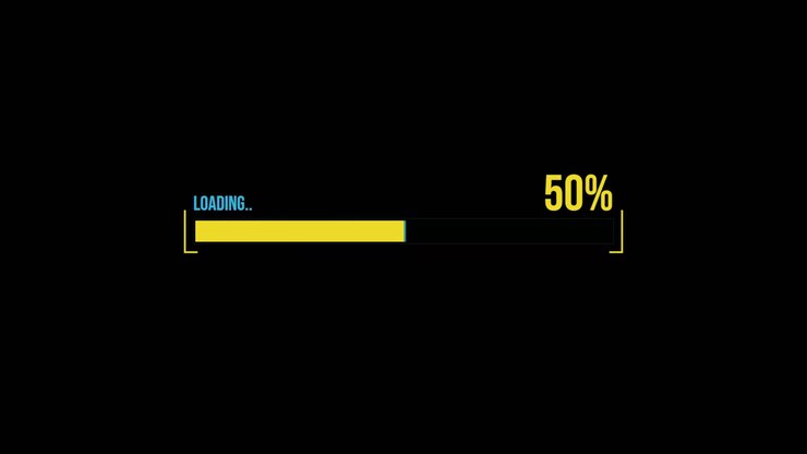 Digital Loading Progress Bar Animation on Black Background
