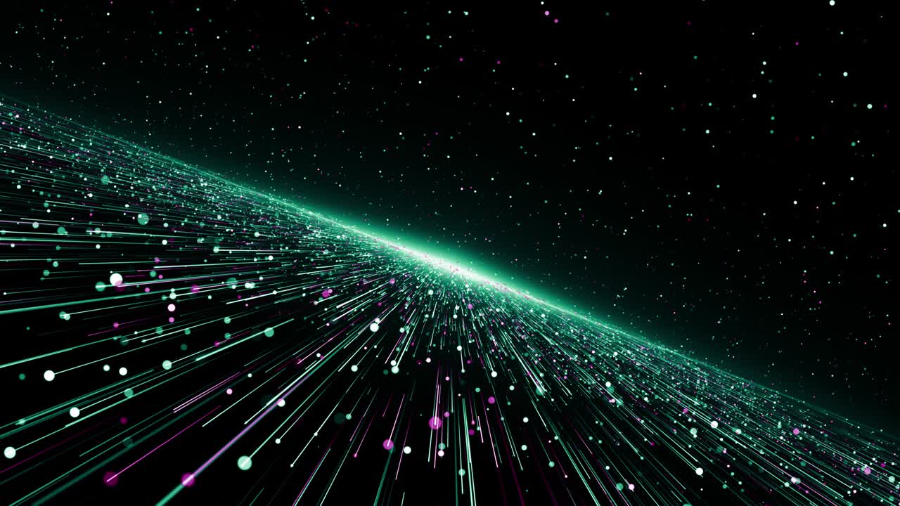 Particles green pink event game trailer titles cinematic concert stage background loop