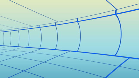 animación de un túnel con un patrón azul sobre un fondo azul y amarillo