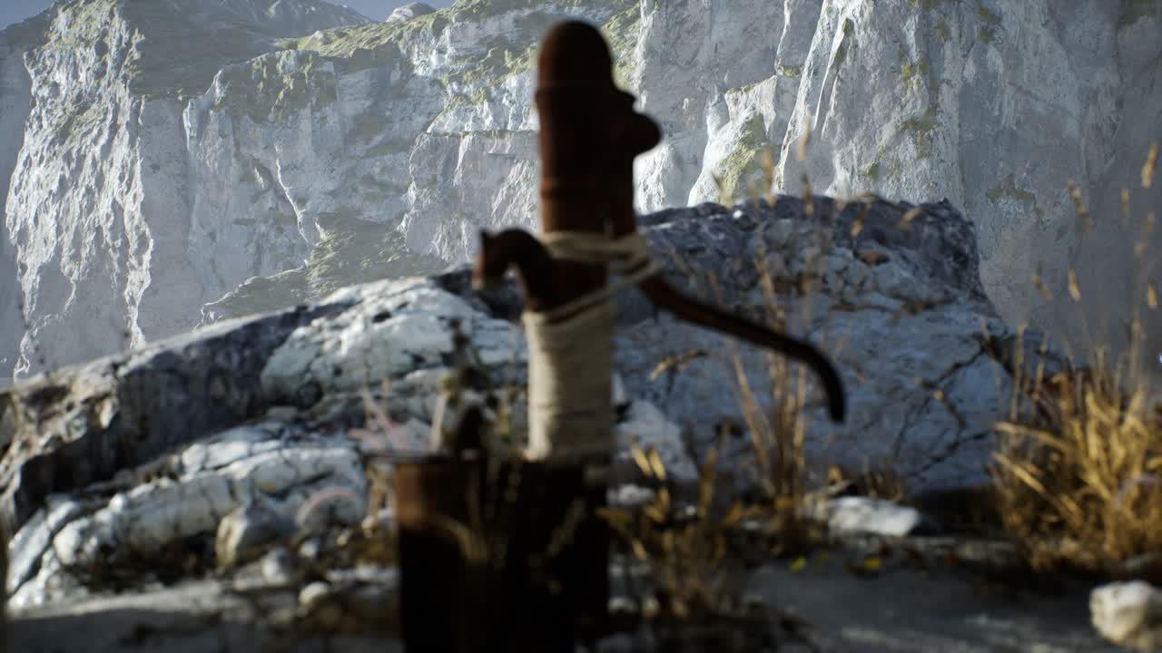 bomba de agua de mano retro oxidada