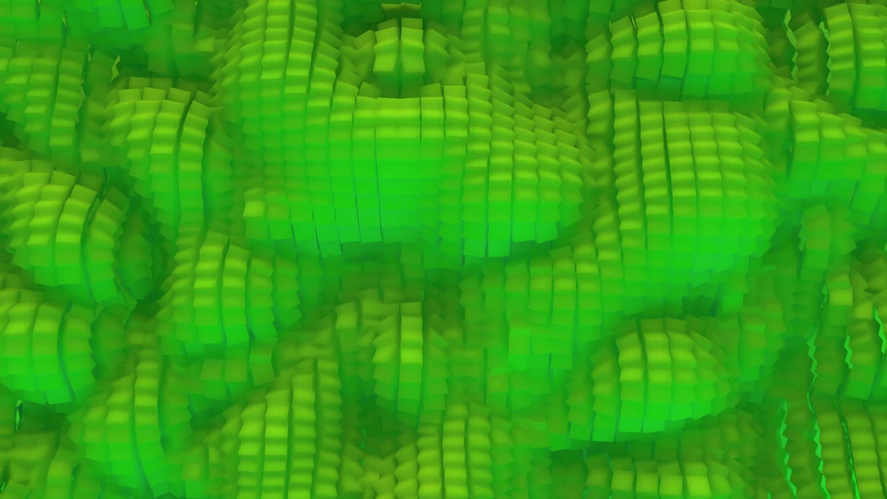 3d en bucle de fondo de forma cúbica abstracta. superficie ondulada con ondas y burbujas. textura vibrante de moda, textil de moda, diseño gráfico, textura animada con granos.