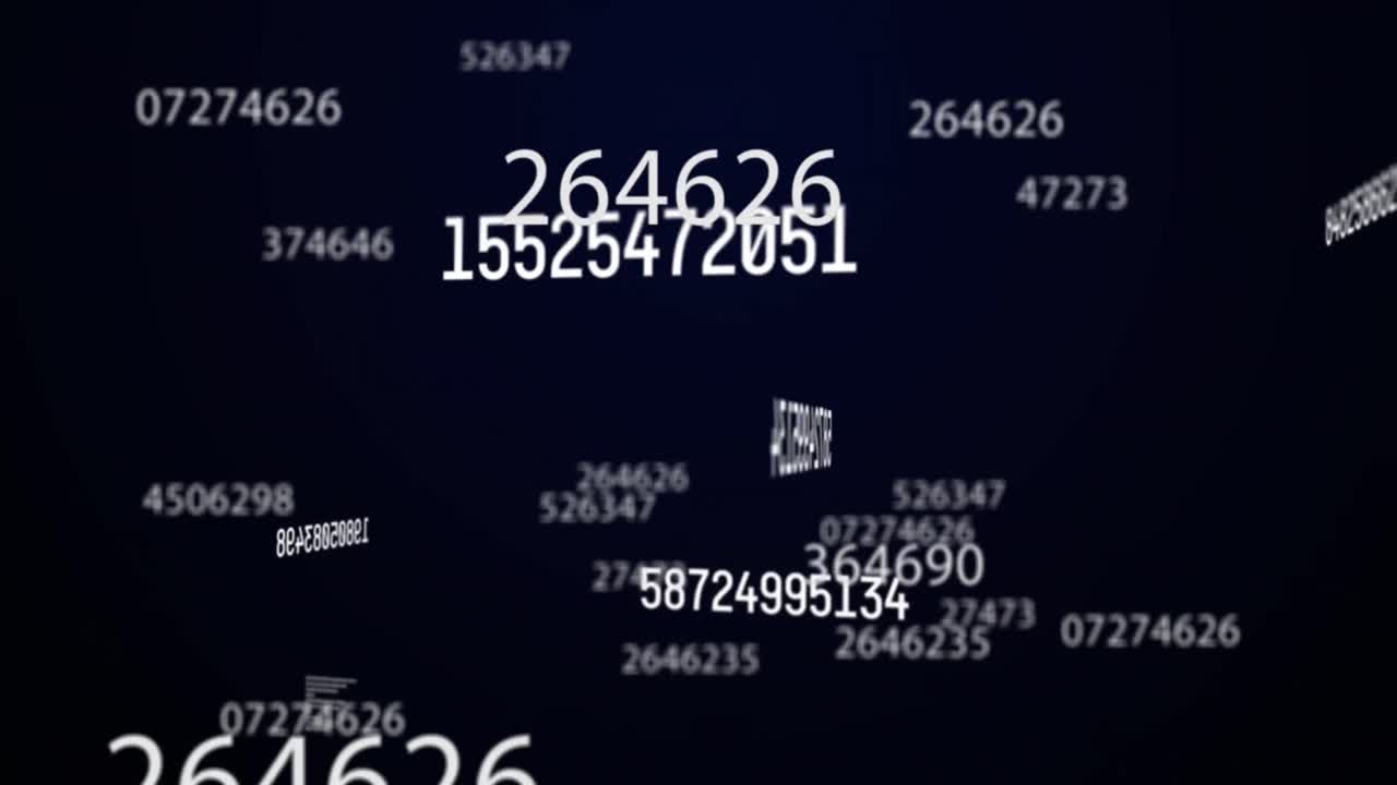 animación de números blancos que cambian sobre un fondo azul oscuro