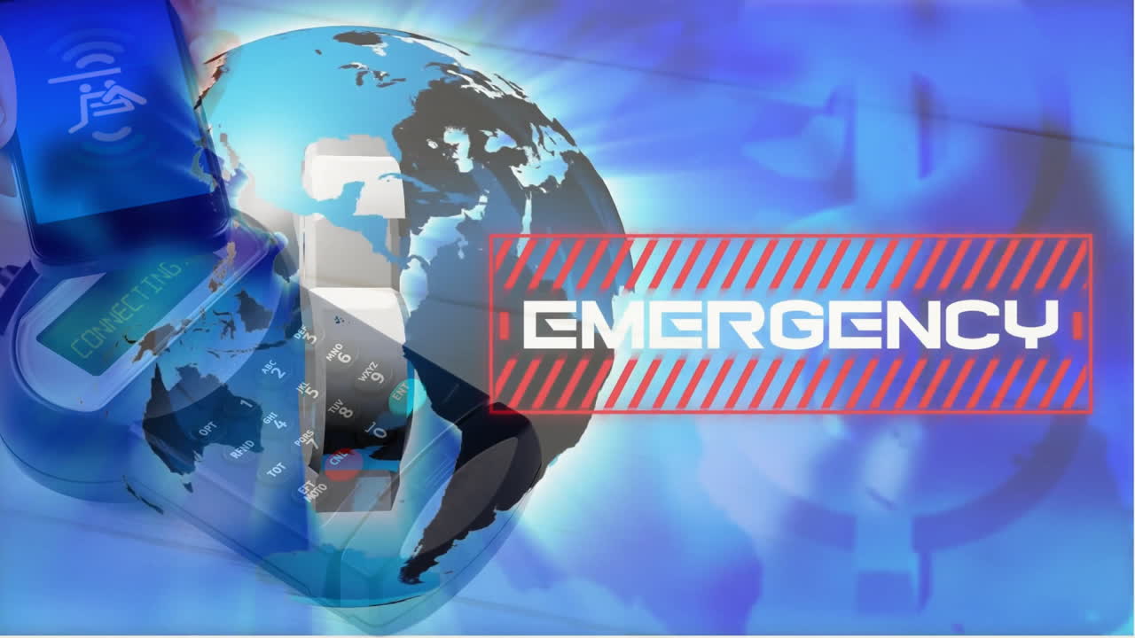 animación del globo y procesamiento de datos de emergencia a través de terminales de pago