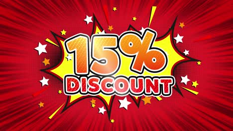 15% discount comic style graphic