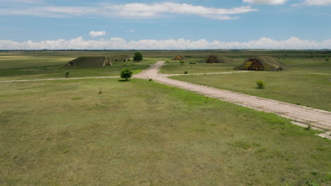 abandoned soviet military airfield in larger shiraki steppe, georgia