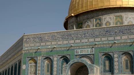 close zoom in of the dome of the rock mosque in jerusalem