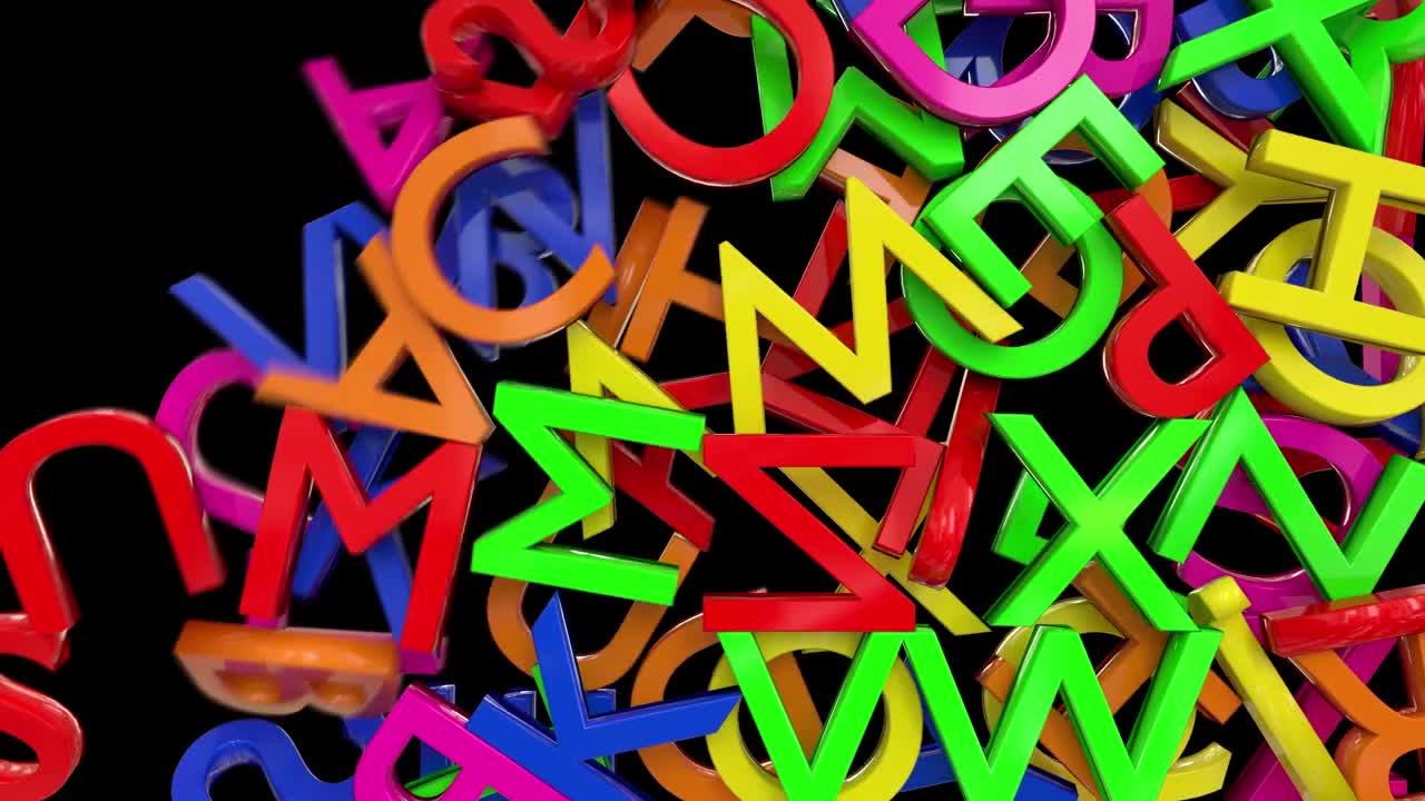 Letters alphabet characters fill screen transition capital type font book abc 4k