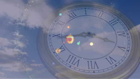 animation of solar system, planets and space over clock ticking