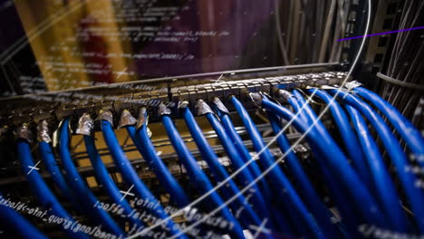 Animation of data processing and circles over server room