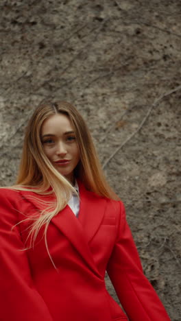 woman in red blazer