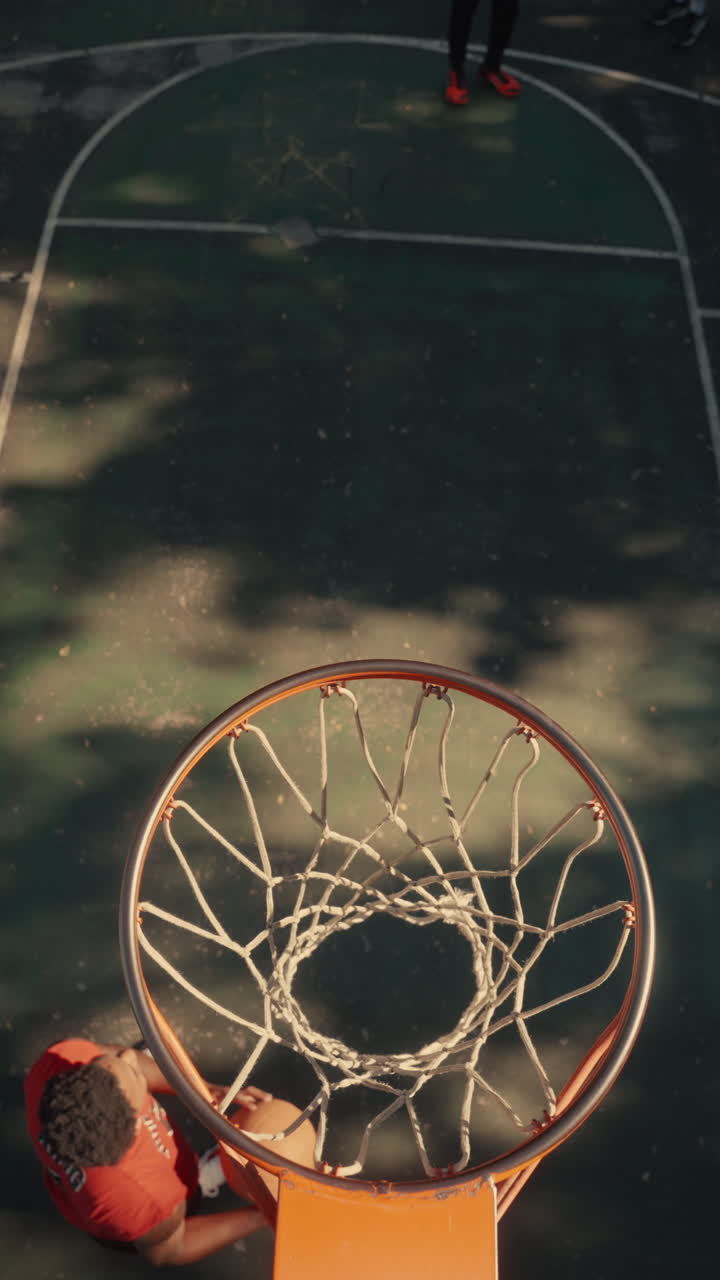 Basketball Dunk on Outdoor Court