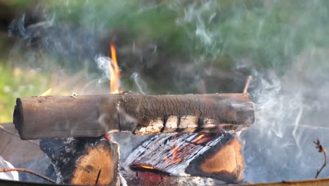 el humo se eleva en el aire de la fogata