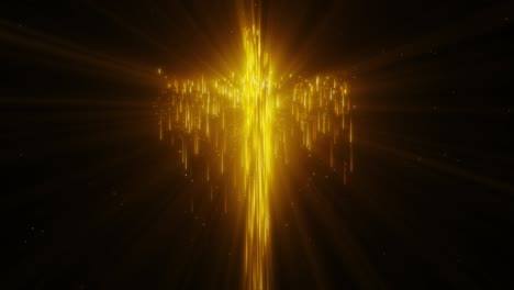 geïsoleerde vallende gouden licht streep heilige kruis looping achtergrond