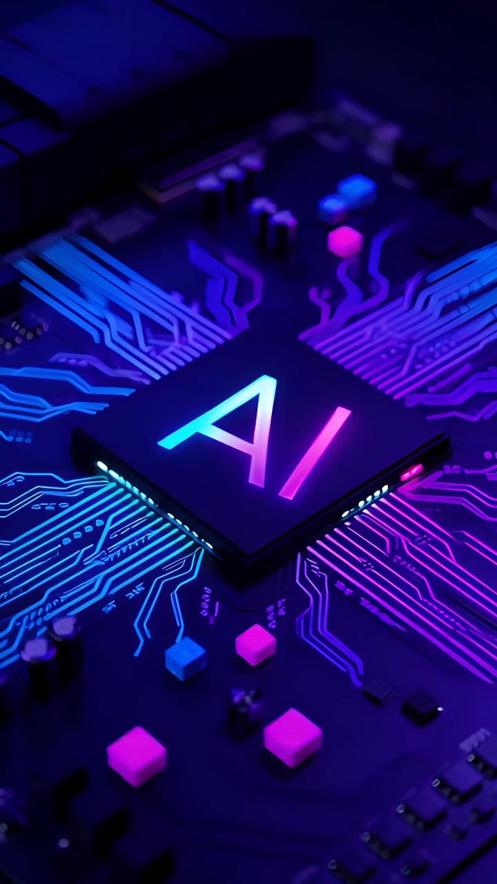 Futuristic AI Chip Motherboard Technology Background 4K