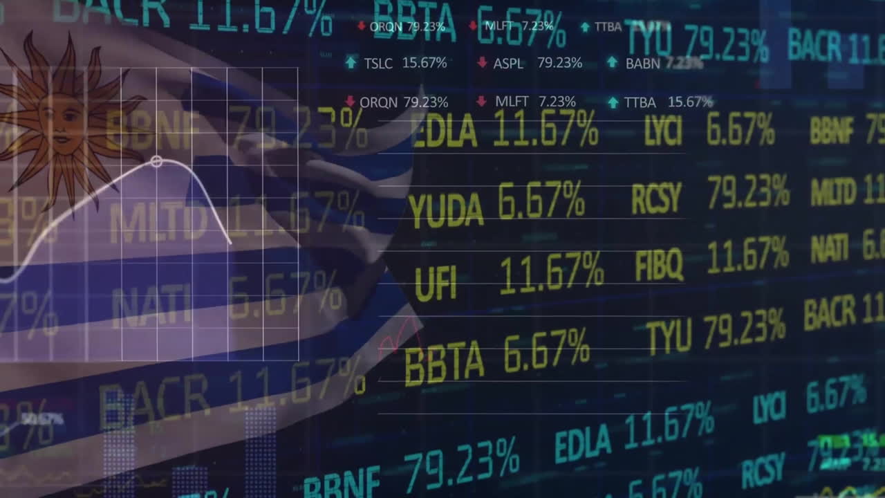 우루과이에 대한 금융 데이터 처리의 애니메이션
