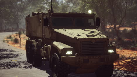 convoy armored vehicle on the road