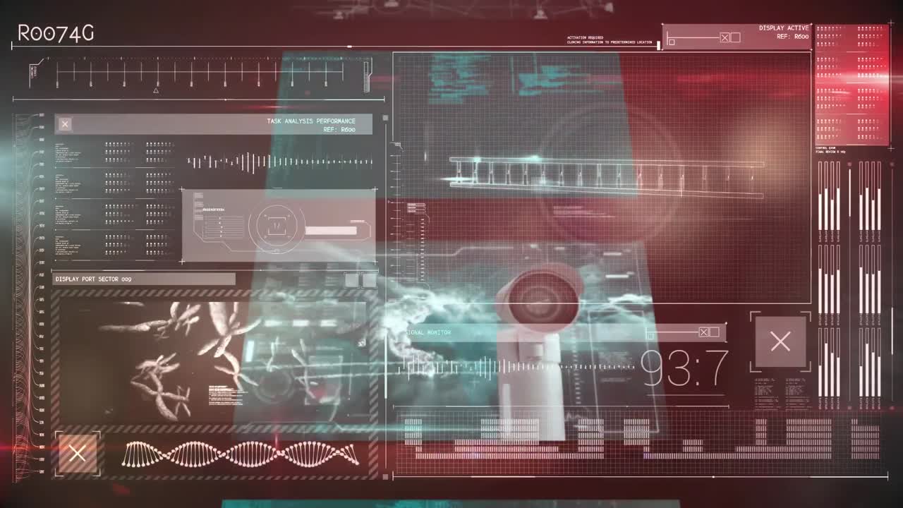 animación del procesamiento de datos digitales en pantallas