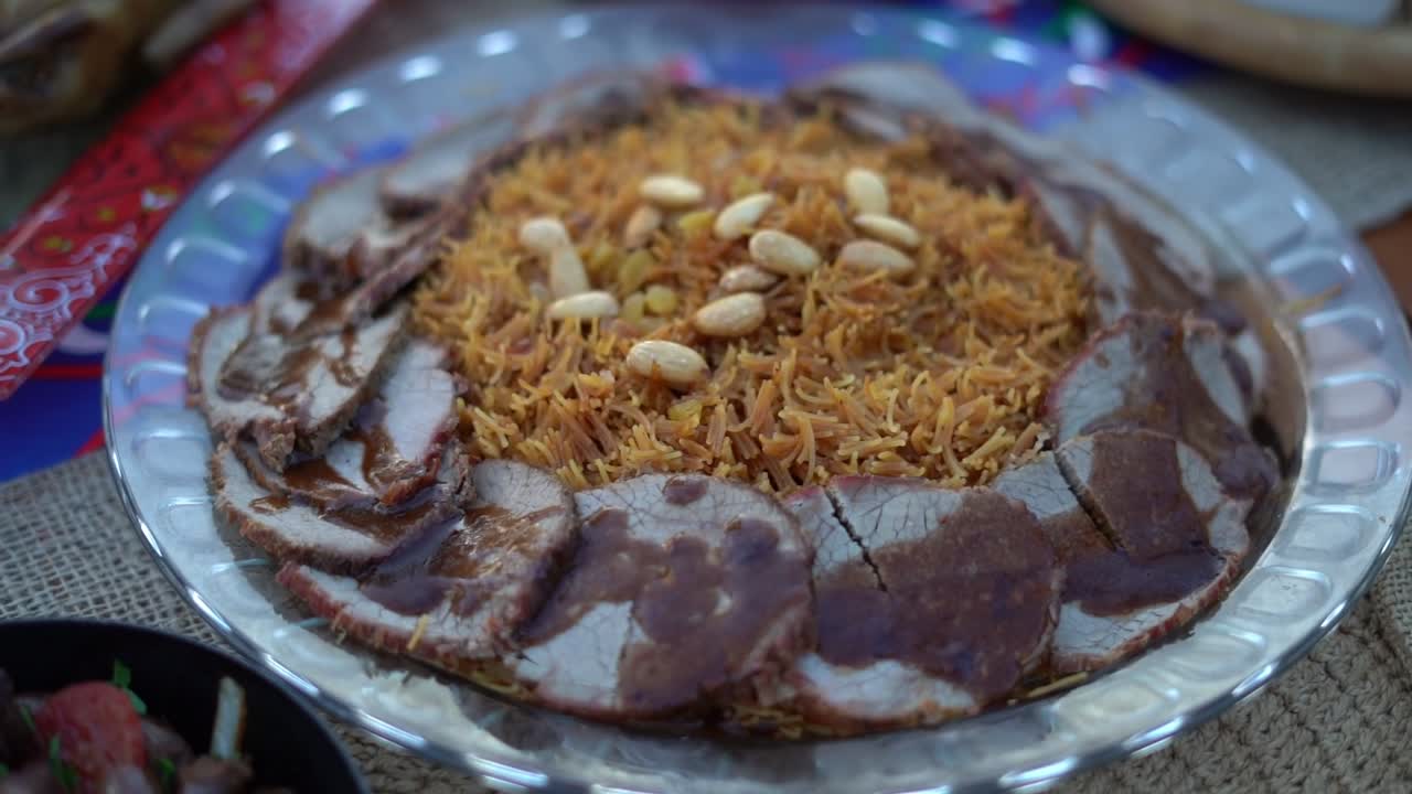 View of a Egyptian lunch, close up shot, high angle shot