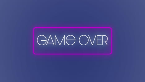animación del juego sobre texto sobre marco de neón y fondo azul
