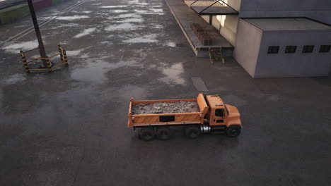 dump truck loaded with gravel at construction site