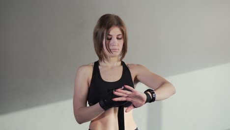 woman preparing for boxing training