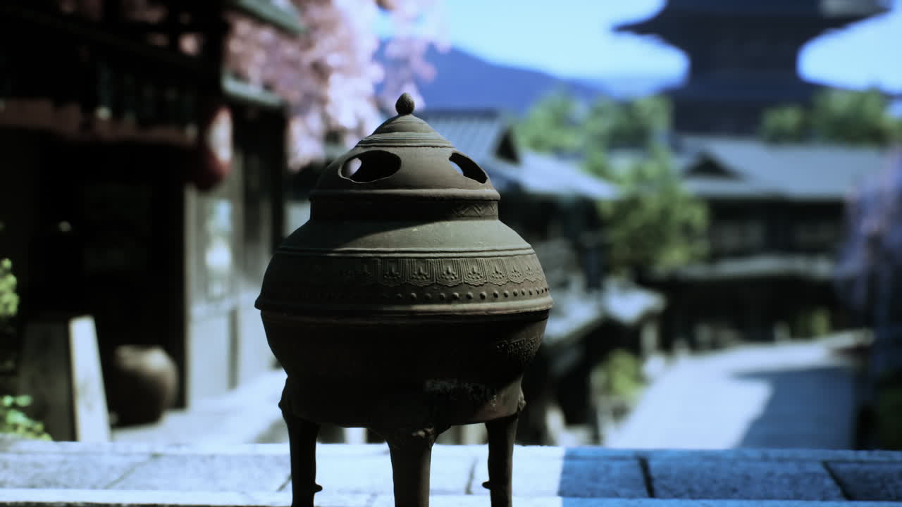 quemador de incienso en un entorno tradicional asiático