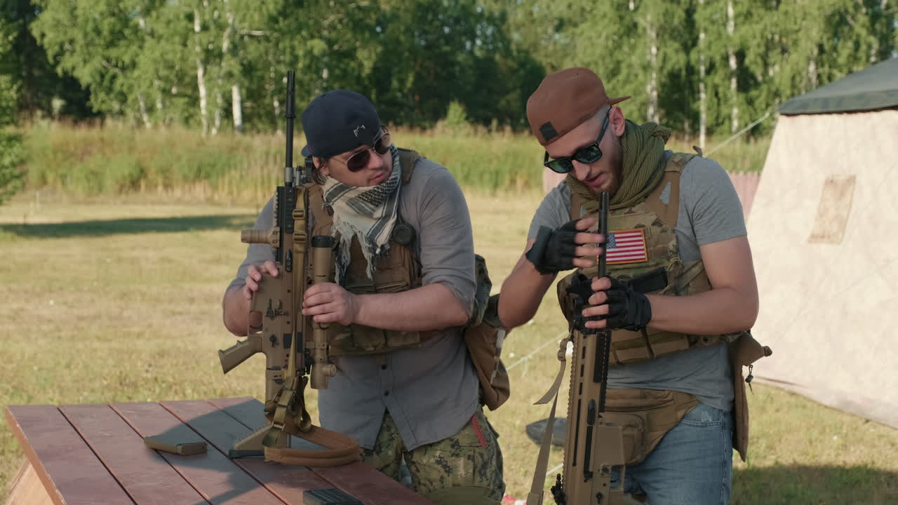 US Soldiers Assembling Sniper Rifles