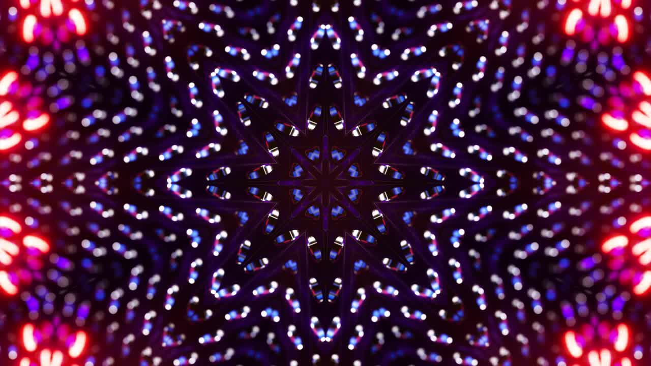 Design molto colorato e intricato con molte luci. Loop VJ caleidoscopico.