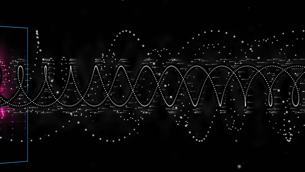 On rectangle appearing, sine wave getting multicolor overlay sliding left for data insight