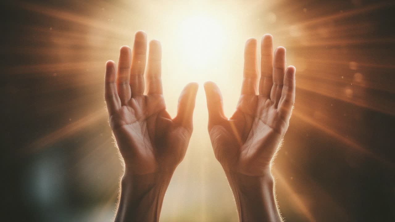 Hands reaching towards radiant light, symbolizing hope and spirituality