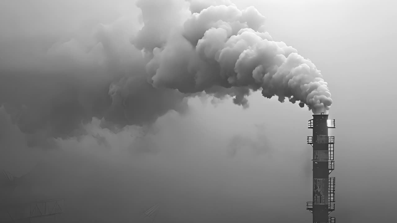 Industrial Chimney Emitting Thick Smoke