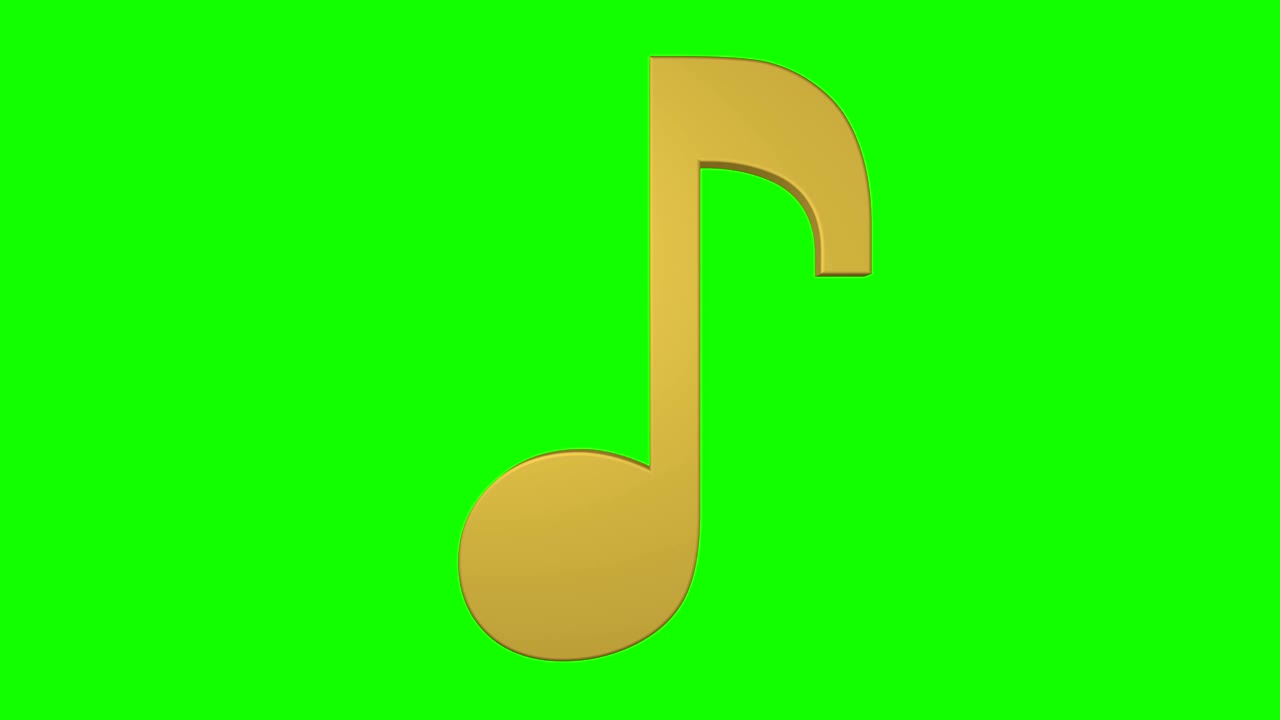 nota musical de bucle giratorio pantalla verde en 3d