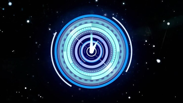Animation of scope scanning with clock over black background
