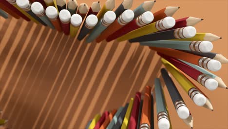 colorful pencils in spiral arrangement