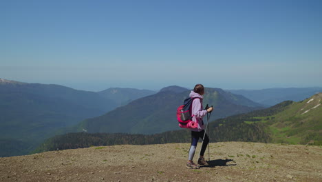 woman hiking in mountains