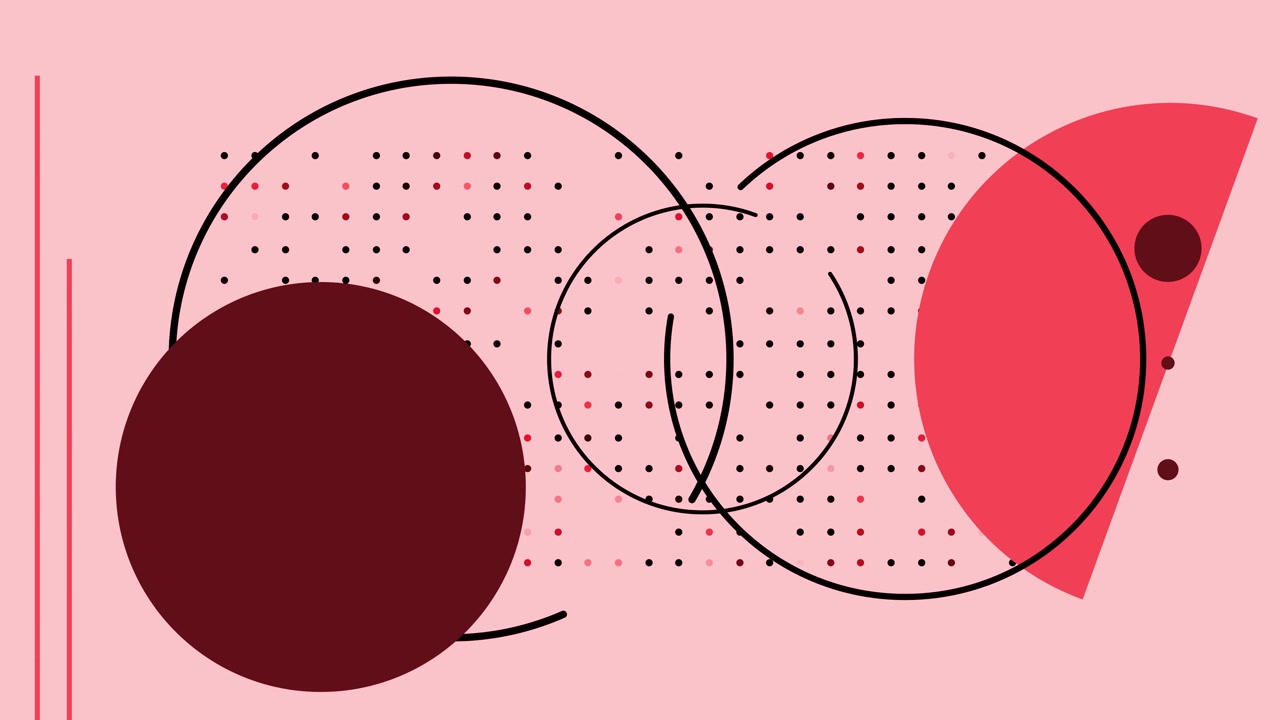 Animation abstrakter geometrischer Formen auf rosa Hintergrund