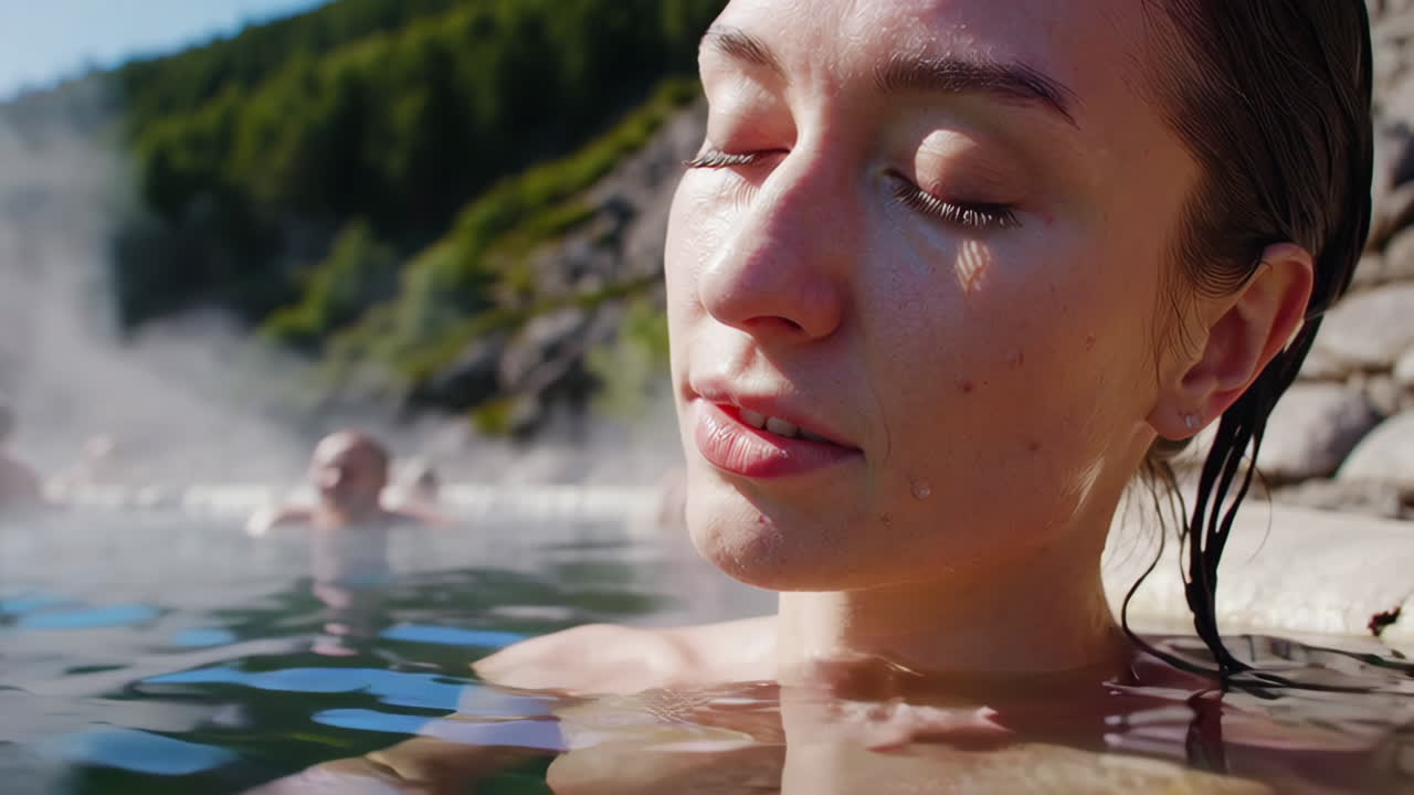 Relaxing at a mountain hot spring