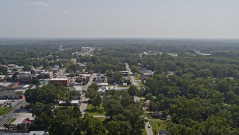 jackson georgia aerial v7 drone hovering above capturing the neighborhood landscape and downtown townscape around historic butts county courthouse - shot with inspire 2, x7 camera - september 2020